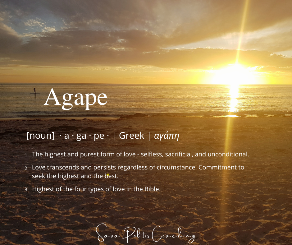 The sunset at Adelaide's Grange Beach captures agape, the purest state of love, as described by Sava Politis Coaching.